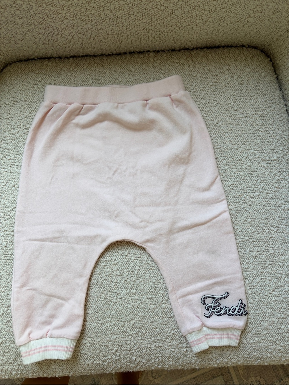 Fendi Light Pink Logo Rib-Cuff Kids Sweatpants